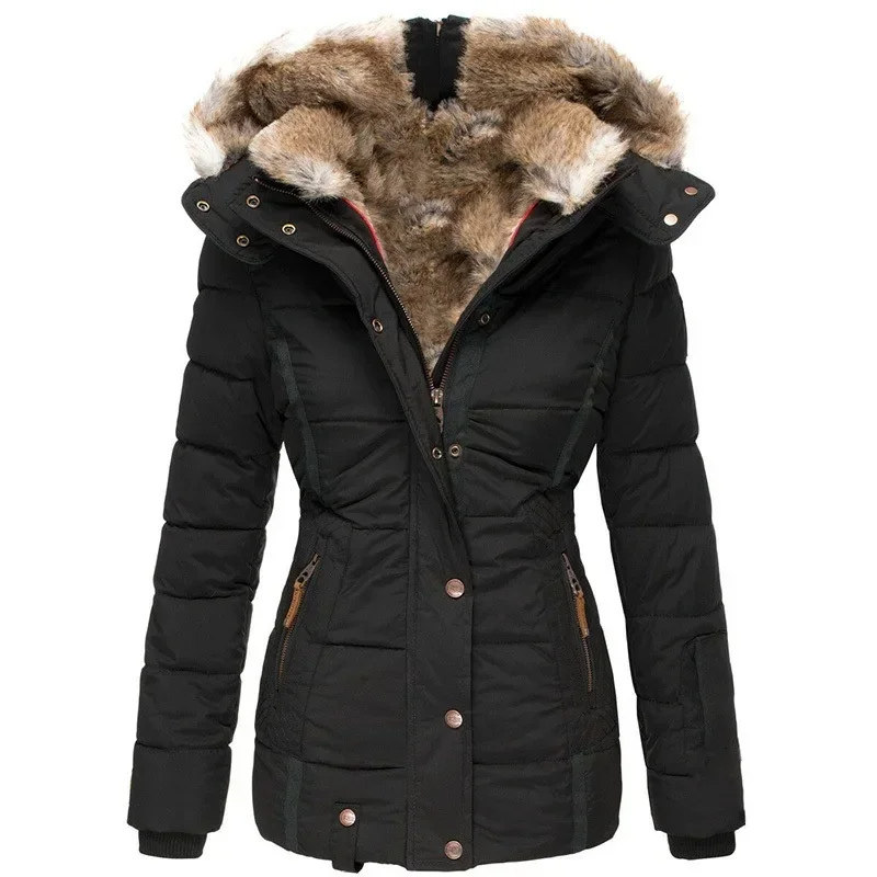 MonAmi zwarte rits fleece lange winterjas dames