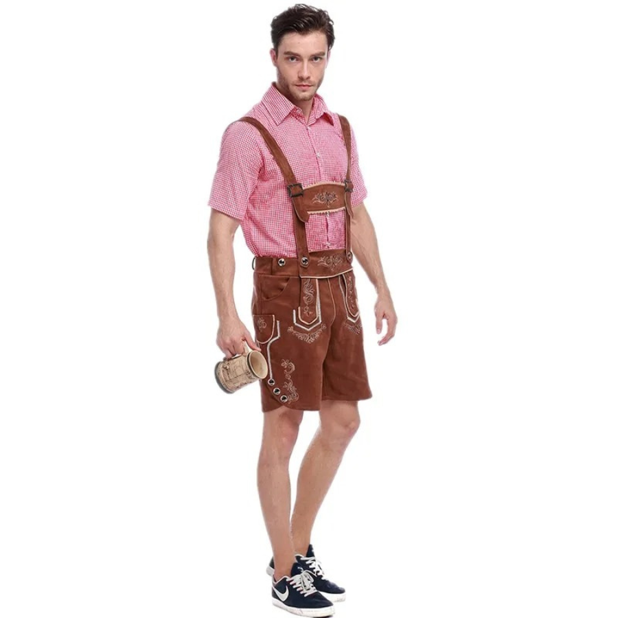 LederAl - Lederhosen Set voor Heren met Overhemd en Bretels - Oktoberfest