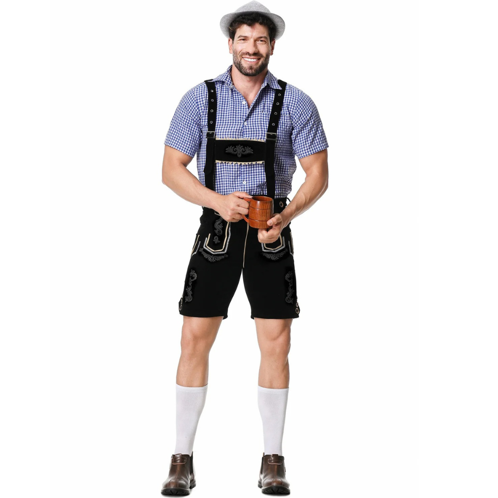 HoutGer - Heren Lederhosen met Shirt en Bretels - Perfect voor Oktoberfest