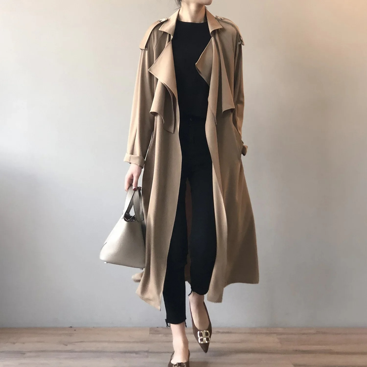 Trianor - Lichte Trenchcoat Dames, Open Voorkant, Lange Casual Damesjas