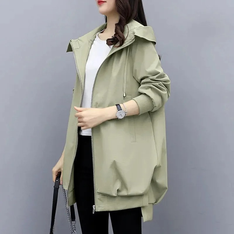 Taneria - Casual Trenchcoat Dames met Trekkoord Capuchon en Oversized Pasvorm