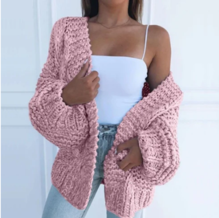 CosyFit - Dames oversized gebreide cardigan met open voorzijde