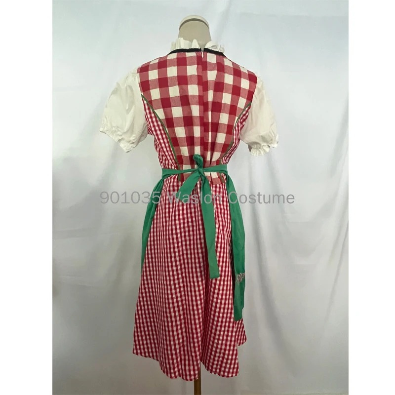 Mildran - Dirndl Dames Jurk met Geruit Detail en Striksluiting Schort