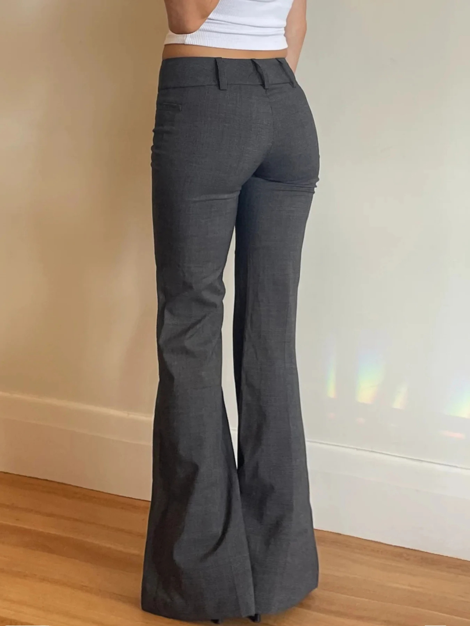 Melvora - Flared Broek Dames Verstelbare Taille Hoog Gesneden Bell Bottoms