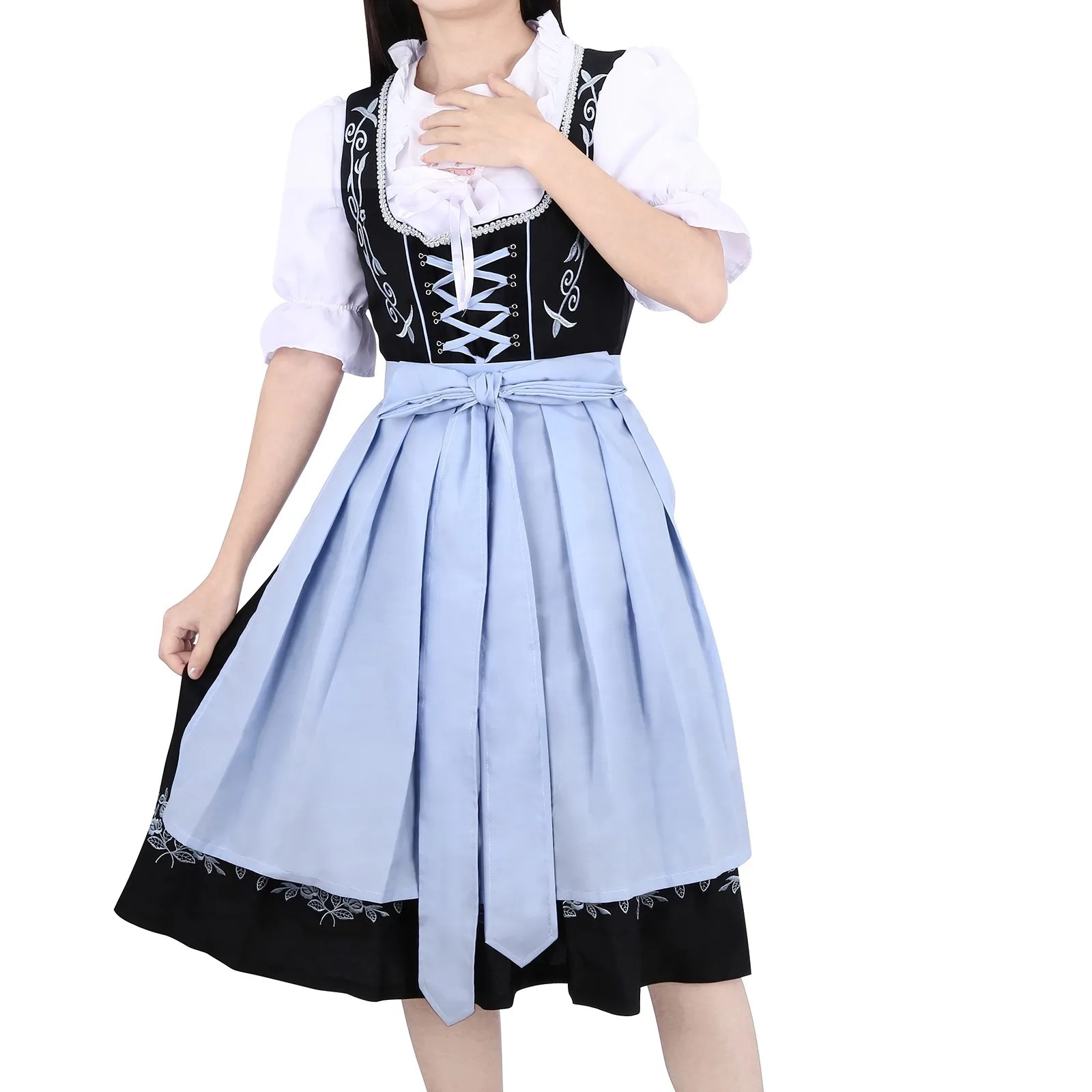 Mirnora - Dirndl Dames Jurk voor Oktoberfest met Klassieke Vetersluiting