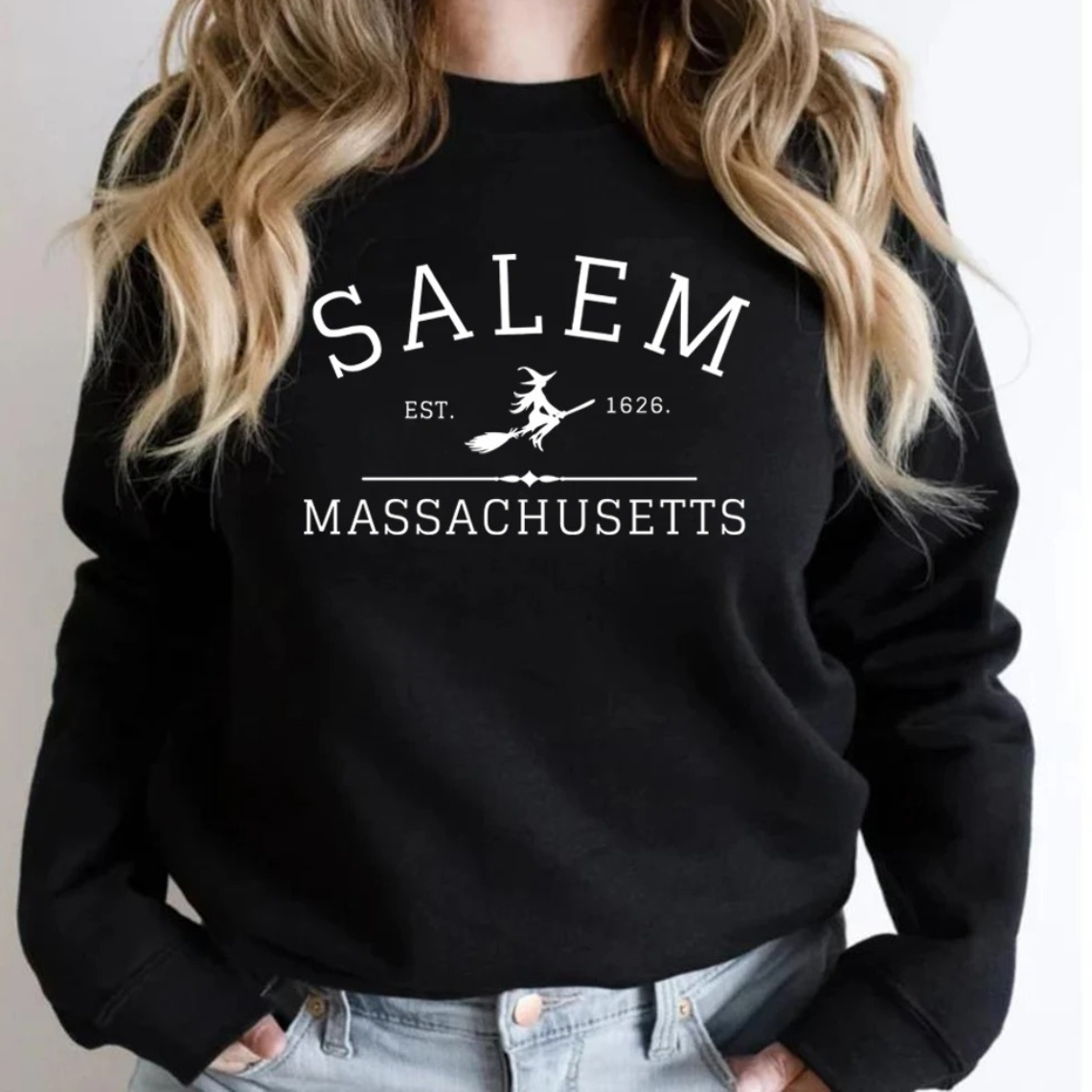 Schatje - Casual Sweatshirt Met Salem Massachusetts Ontwerp – Dames Trui