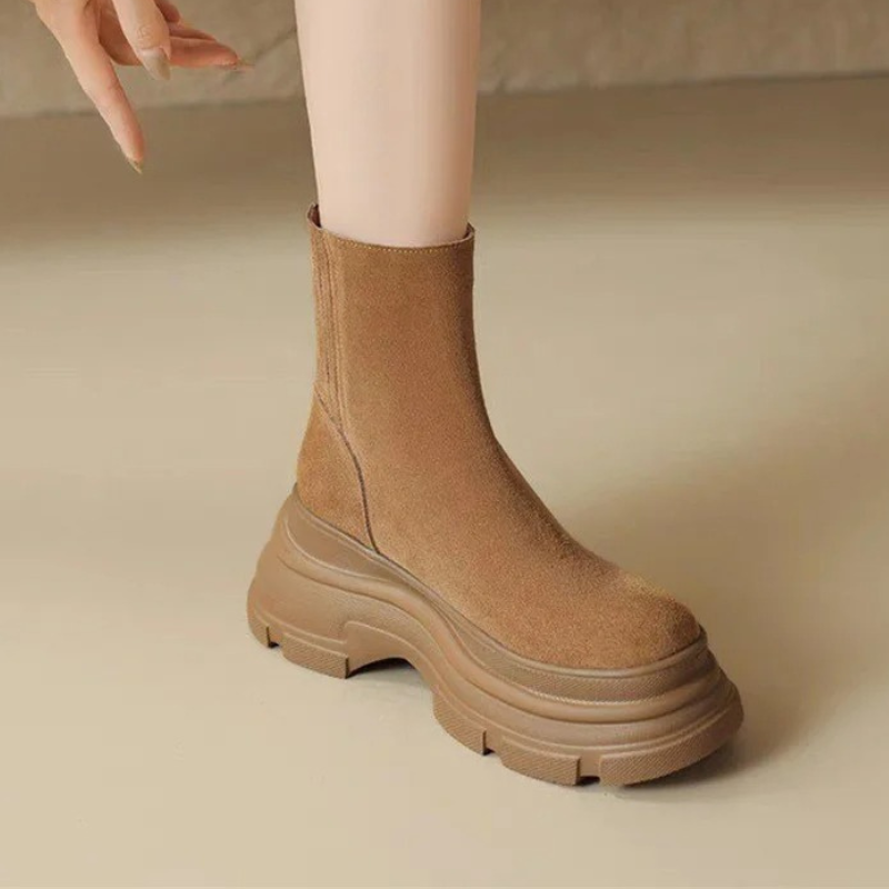 Rosetta - Dames Chelsea Boots van Suède met Dikke Zool