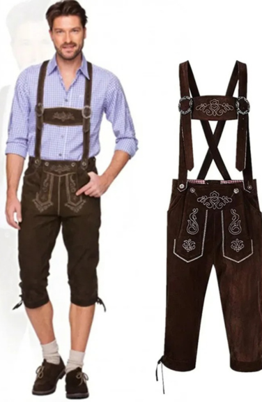 WoudGer - Authentieke Lederhosen voor Heren met Borduursels en Bretels