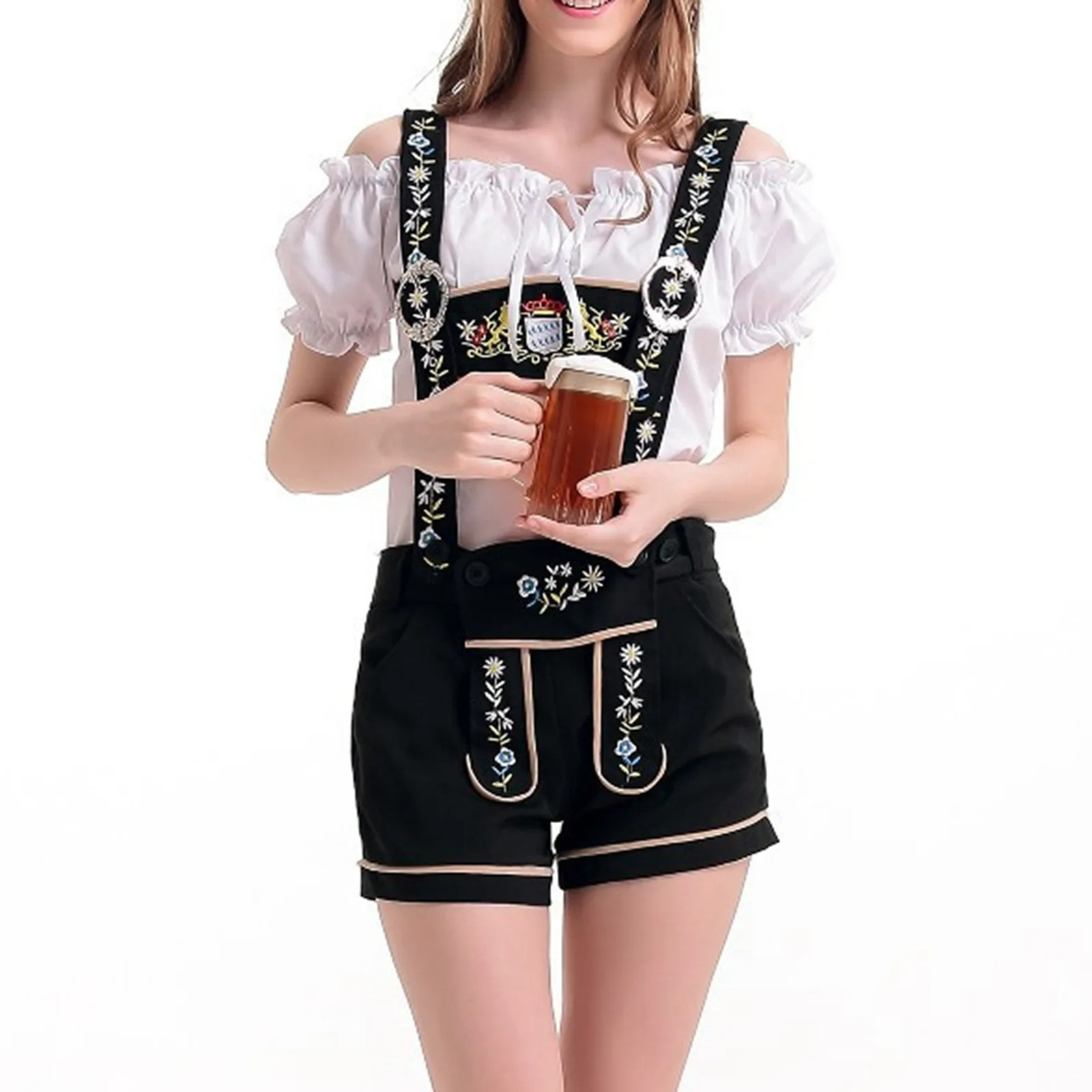 Sindrin - Dirndl Dames Outfit met Korte Broek en Traditionele Bretels