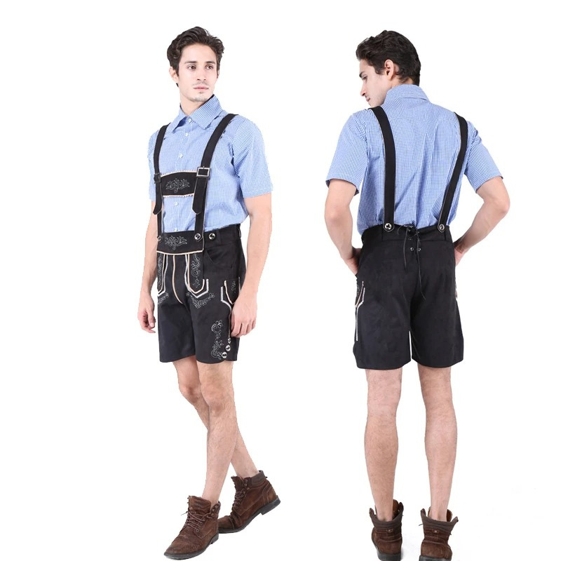 BergHo - Heren Lederhosen Set met Bretels en Overhemd - Traditioneel Kostuum