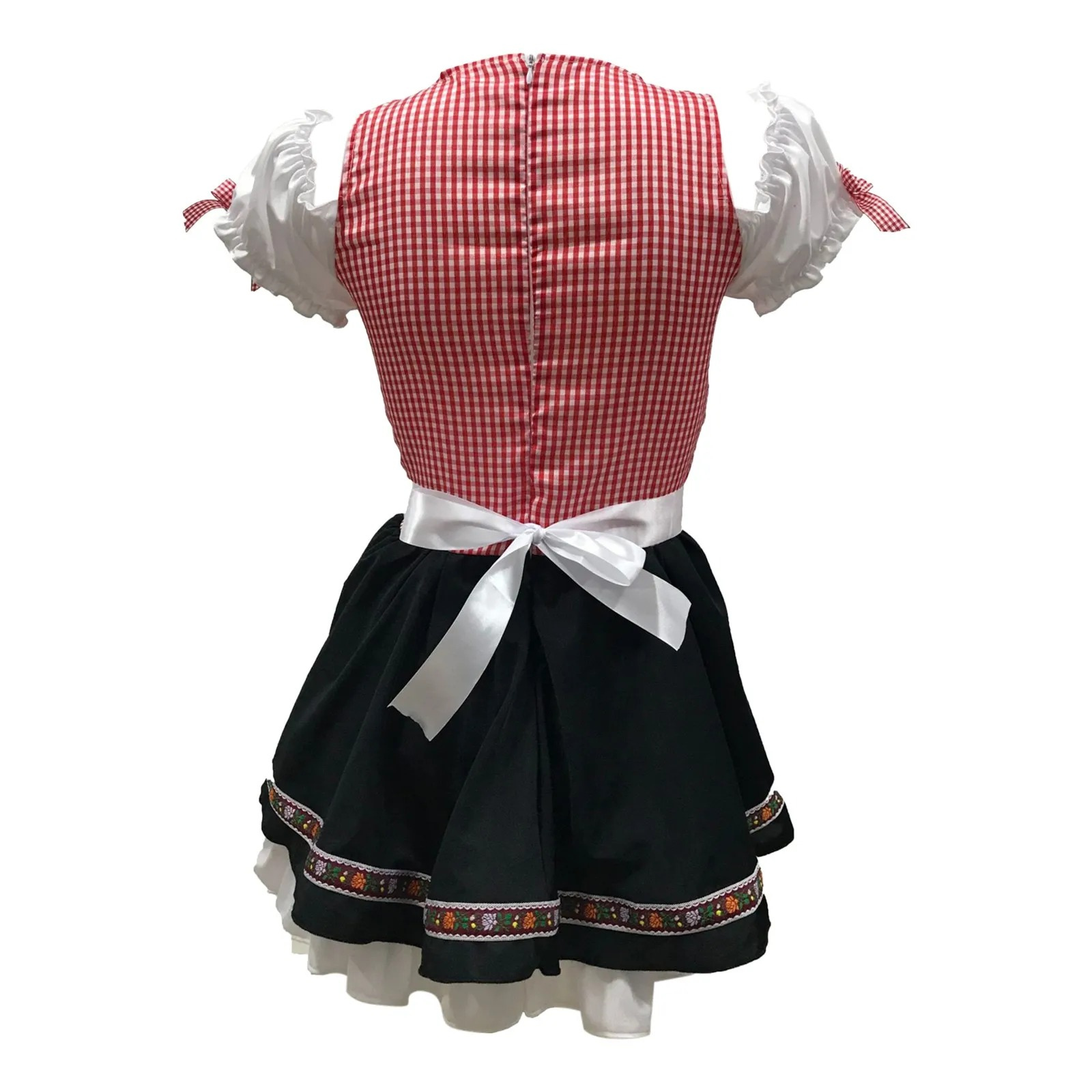 Jindera - Dirndl Dames Jurk met Geruite Top, Schort en Ruches