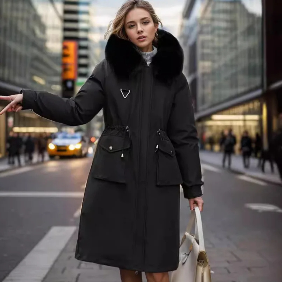 MonAmi bontkraag lange parka winterjas dames