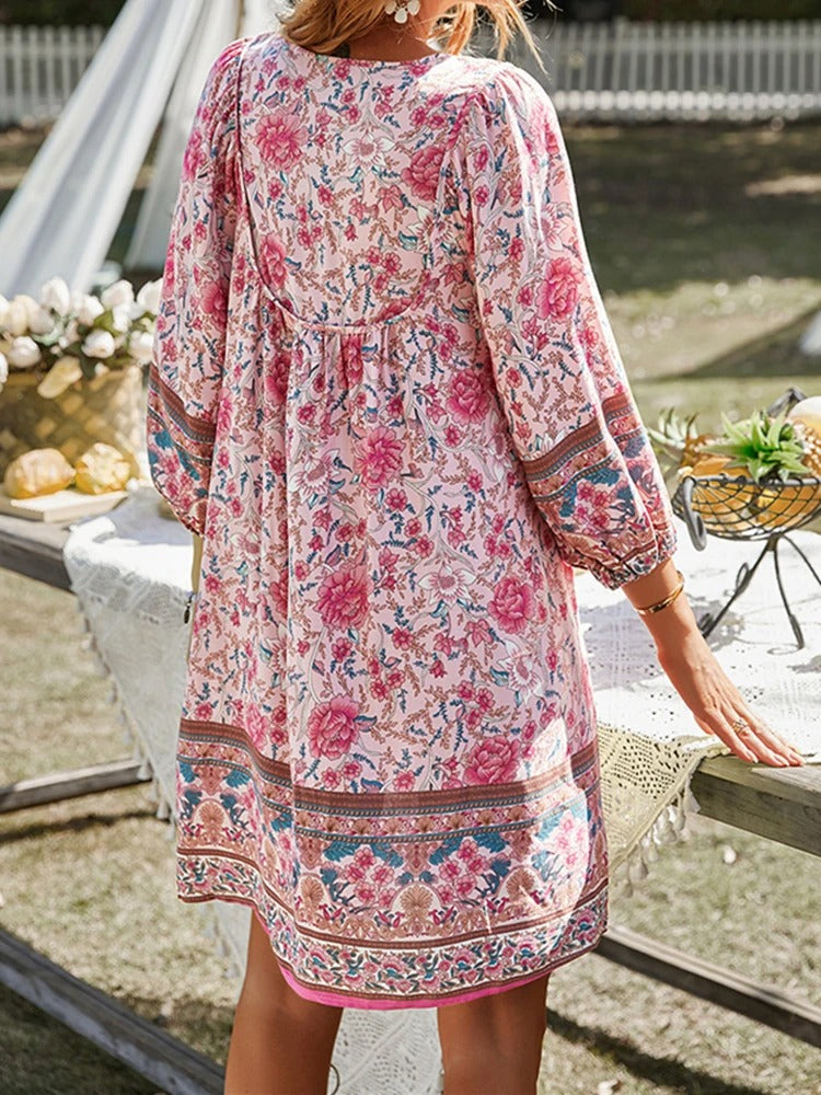 MonAmi® Boho jurken met vintage bloemenprint