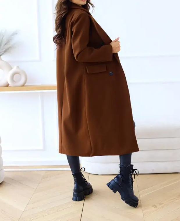 Werkenz - Mantel Jas Dames - Oversized Dubbel Geknoopte Trenchcoat met Zakken