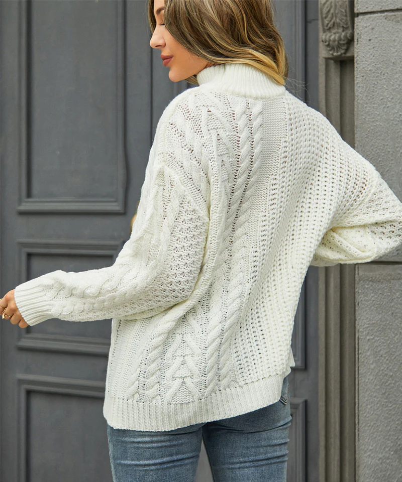 LadyLux - Dames Kabelgebreide Coltrui – Gezellige Dikke Pullover