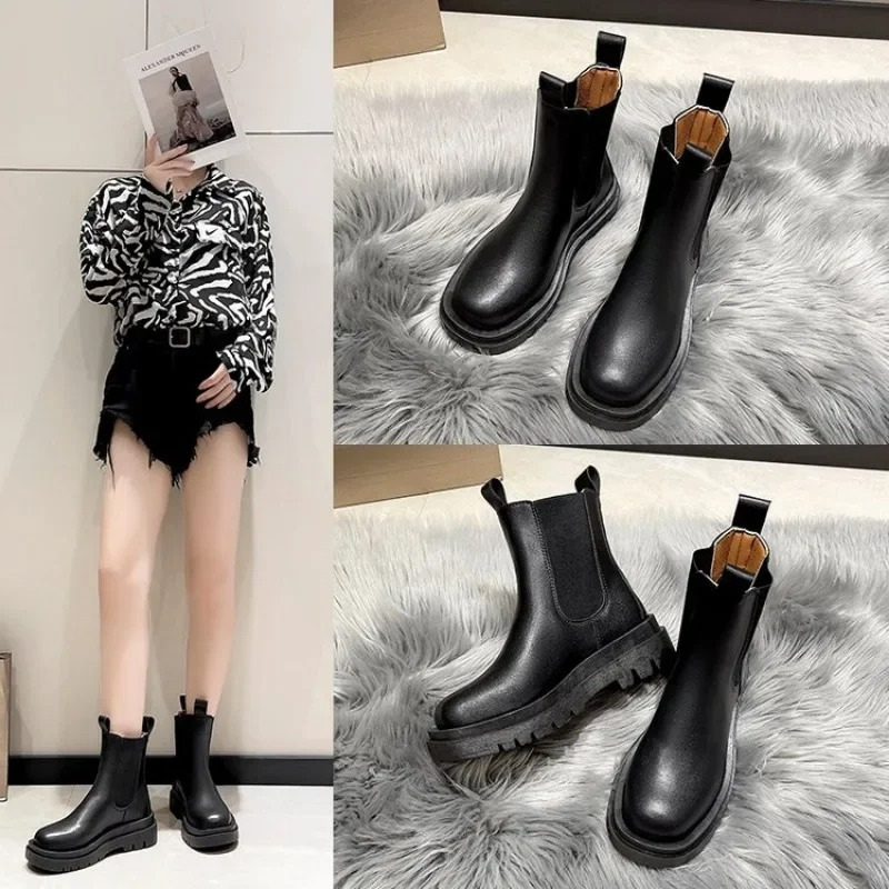 Ornella - Dames Chelsea Boots Gemakkelijk aan te Trekken met Plateauzool