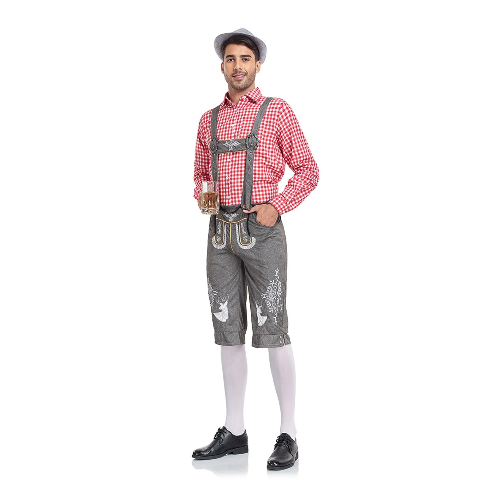 GerLux - Heren Lederhosen Set met Kniebroek en Shirt - Feestkleding