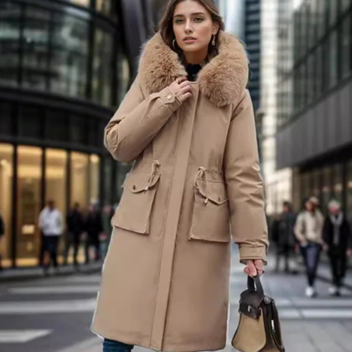 MonAmi bontkraag lange parka winterjas dames