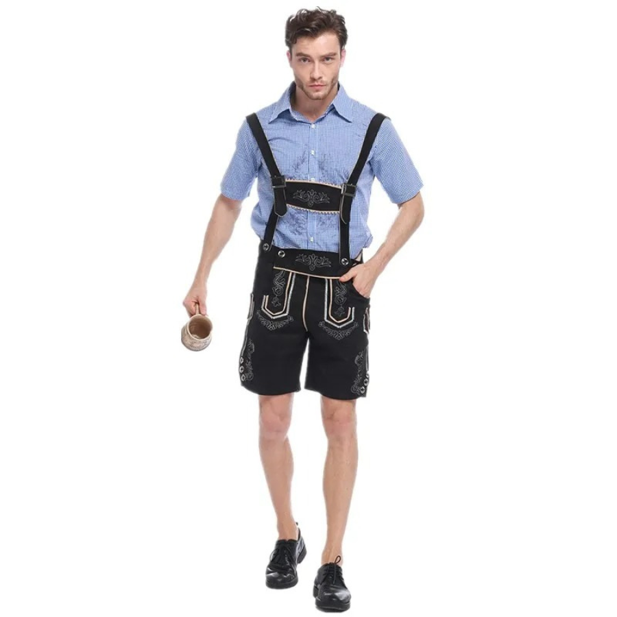 LederAl - Lederhosen Set voor Heren met Overhemd en Bretels - Oktoberfest