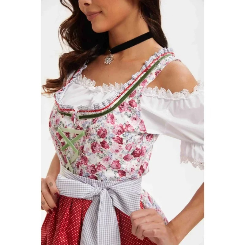 Dirlina - Dirndl Dames Jurk voor Oktoberfest met Korte Mouwen en Schort