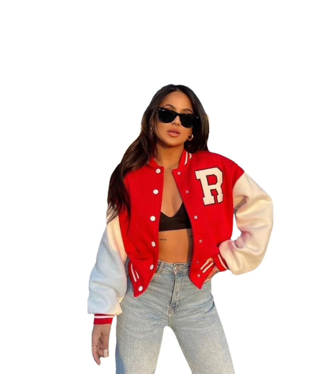 Serena - Letterman Bomberjack Dames - Retro Varsity Jas met Patch Letter Detail