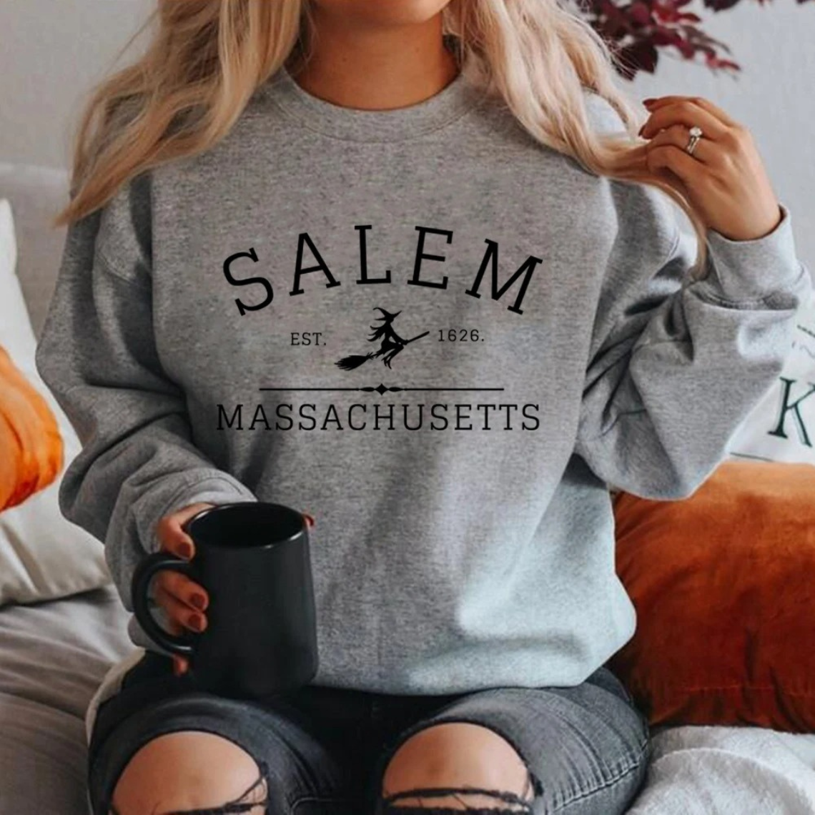 Schatje - Casual Sweatshirt Met Salem Massachusetts Ontwerp – Dames Trui