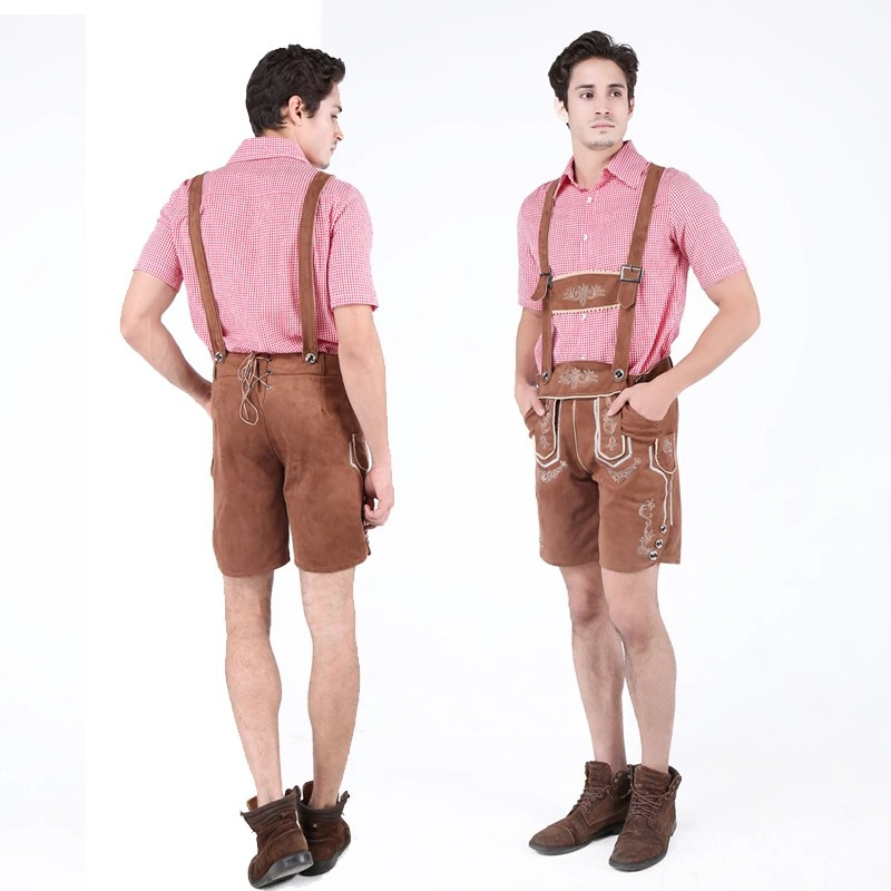 BergHo - Heren Lederhosen Set met Bretels en Overhemd - Traditioneel Kostuum