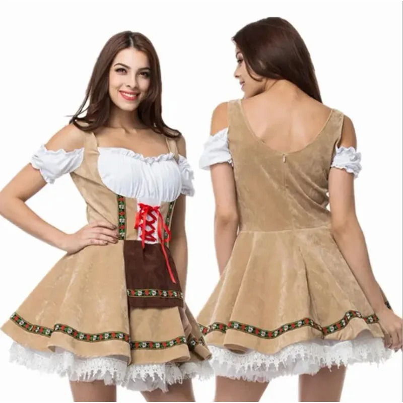 Nirland - Dirndl Dames Jurk Set met Vetersluiting en Kanten Afwerking