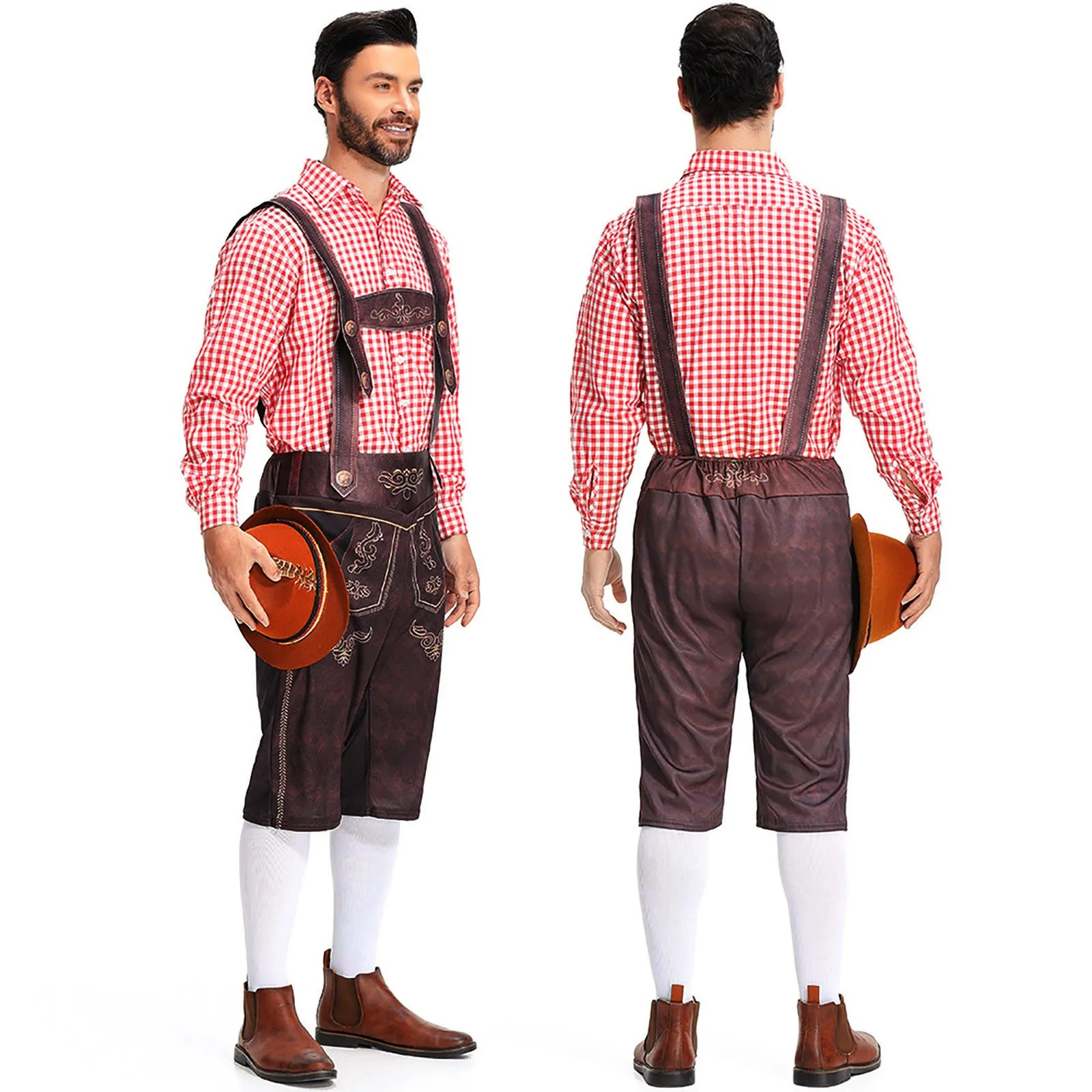 AlpenHo - Traditionele Kinder Lederhosen met Shirt en Borduursels - Beiers Kostuum