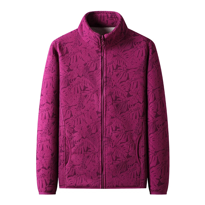 Velwex - Jasje met Bladerprint en Hoge Kraag, Fleece Vest Dames