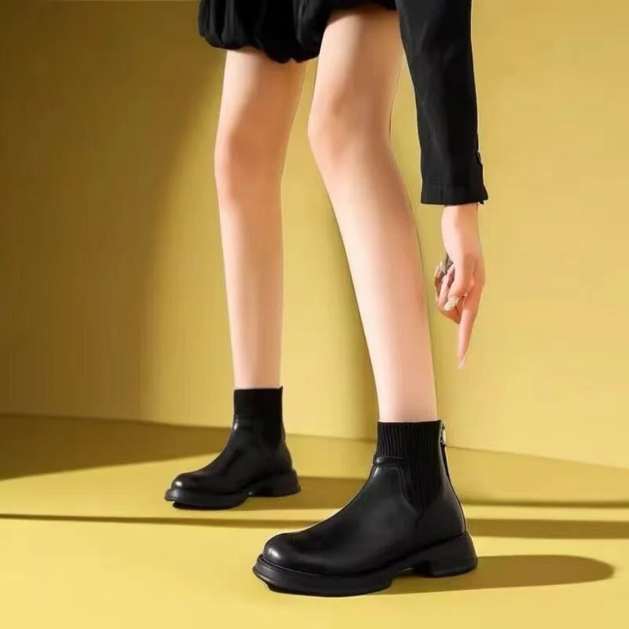 Florela - Dames Chelsea Boots van Leer met Rekbare Boord