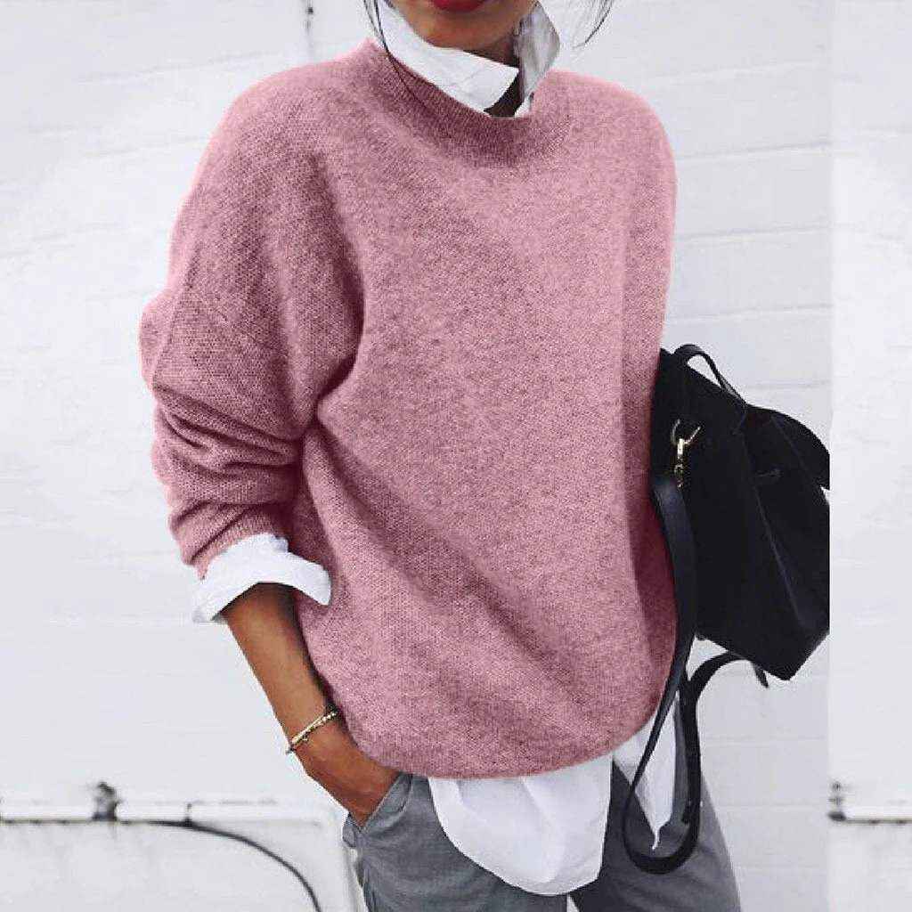 FemNest - Dames Oversized Gebreide Trui – Gezellige Hoge Hals Pullover