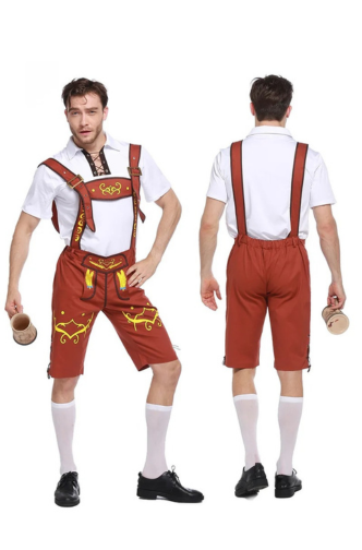 GerLux - Traditionele Korte Lederhosen Heren met Bretels - Perfect voor Feesten