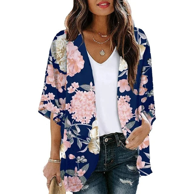 MonAmi® Retro bohemien bloemenprint Chiffon kimono