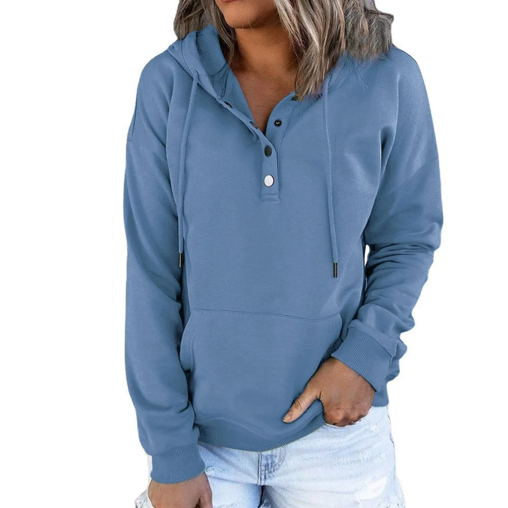 Scarlet Comfort Hoodie met Metalen Knopen