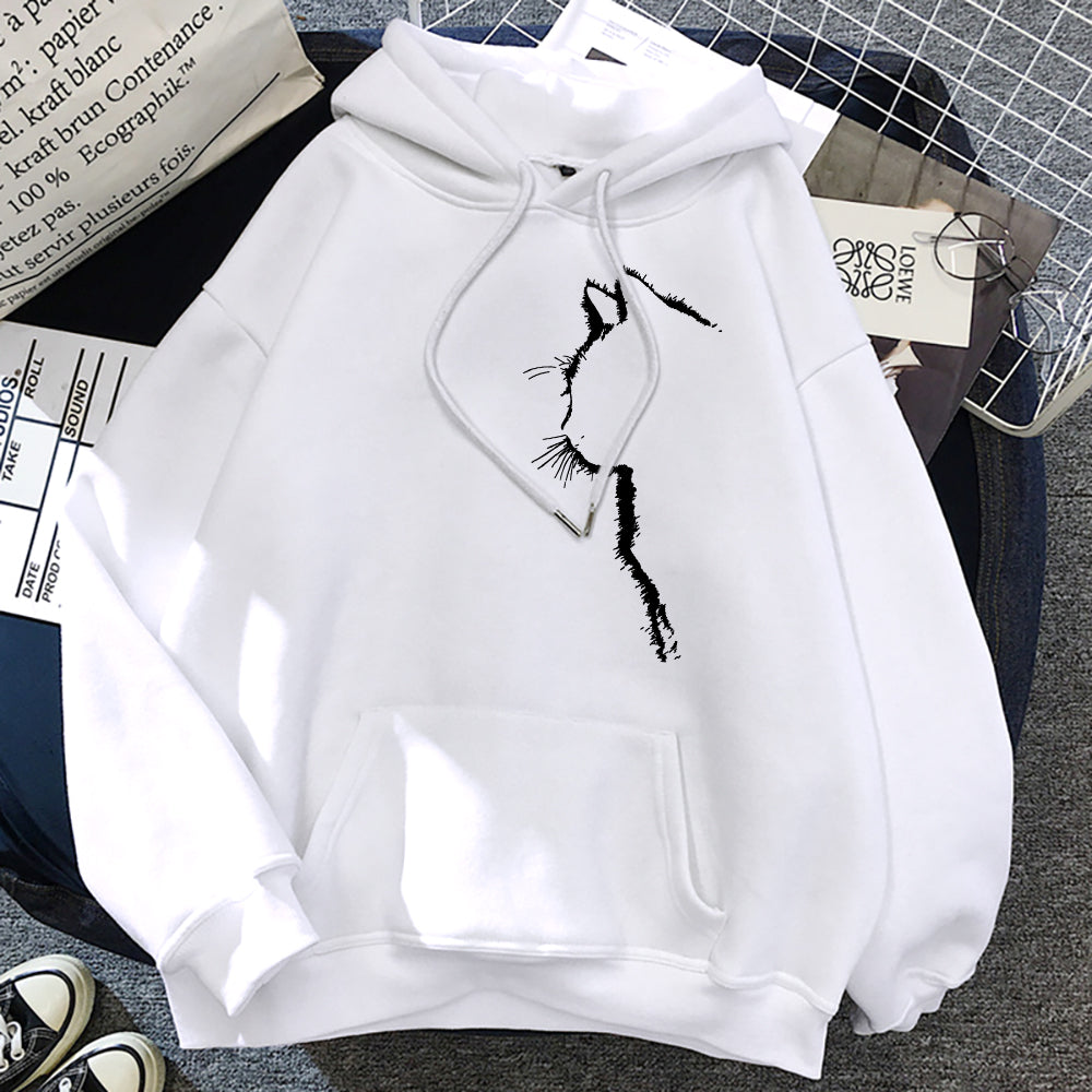 MonAmi Dames Hoodie |  kattenprint met fleece