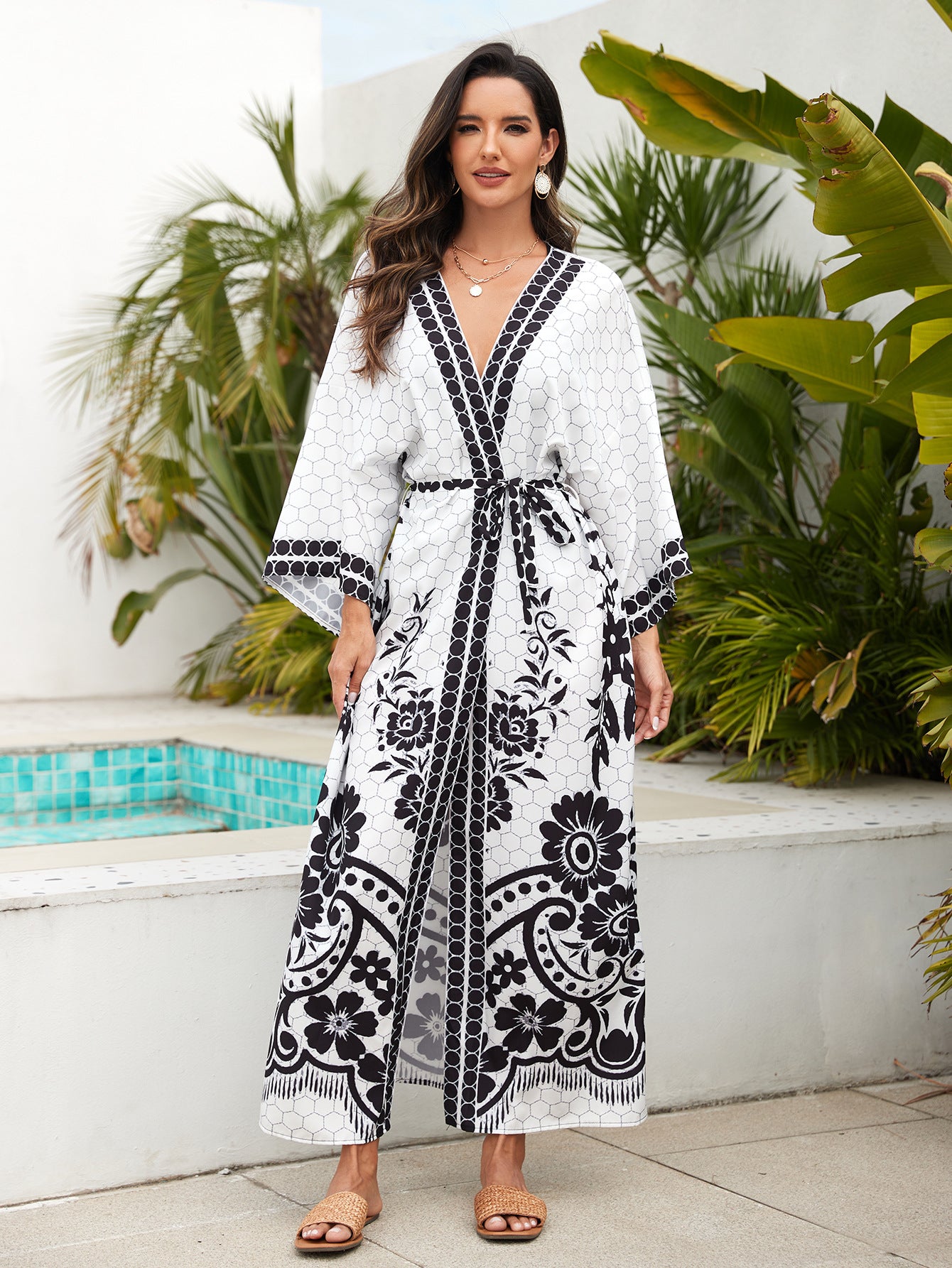 MonAmi® Geometrische print Rayon Kimono met riem