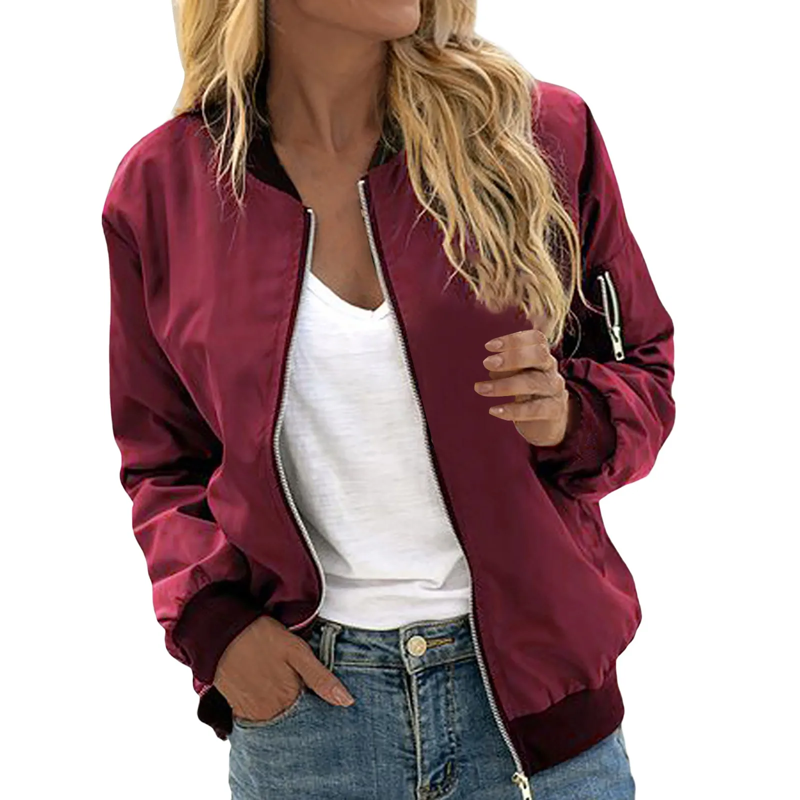 Mistral -Casual Bomberjack dames, Klassieke Bomber Stijl met Geribde Manchetten