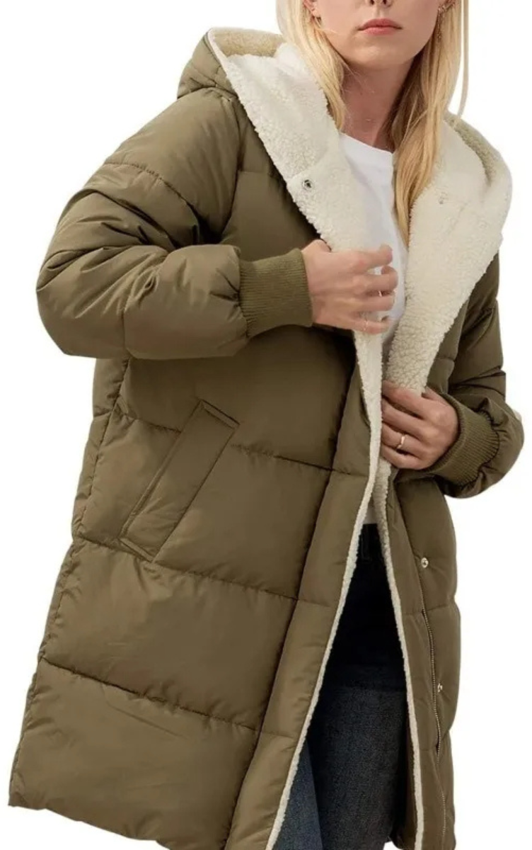 MonAmi Sherpa fleece gevoerde lange winterjas dames