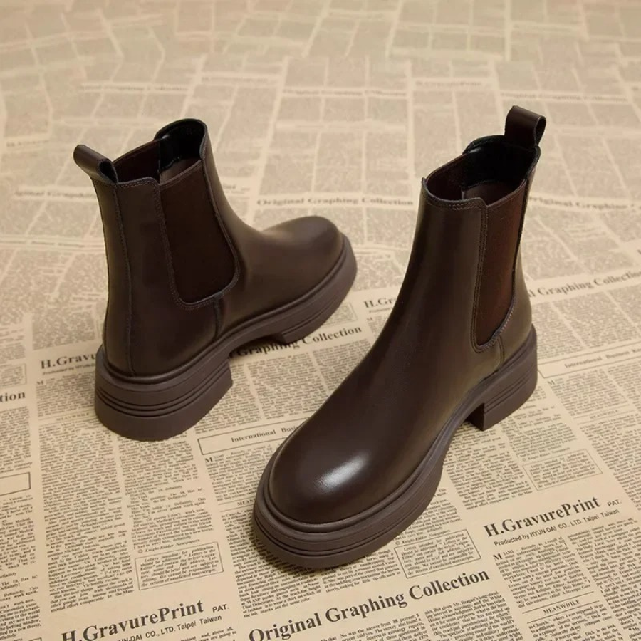 Tessina - Dames Chelsea Boots van Leer met Elastische Zijkanten