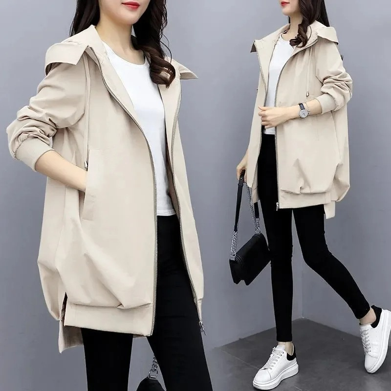 Taneria - Casual Trenchcoat Dames met Trekkoord Capuchon en Oversized Pasvorm