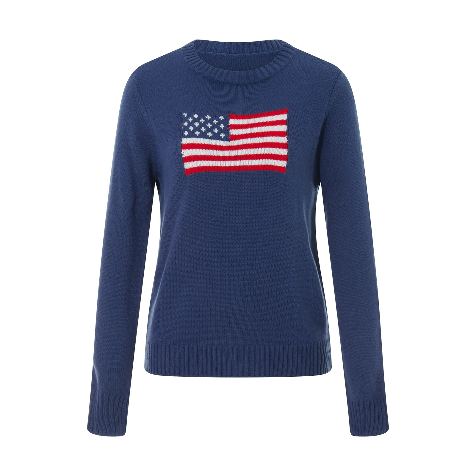 Smakely - Gebreide Pullover Met Amerikaanse Vlagdetail – Dames Trui