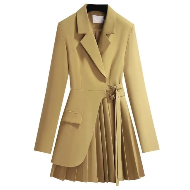 Glorita - Blazer Jurk Dames Met Asymmetrische Plooirok en Gespdetail