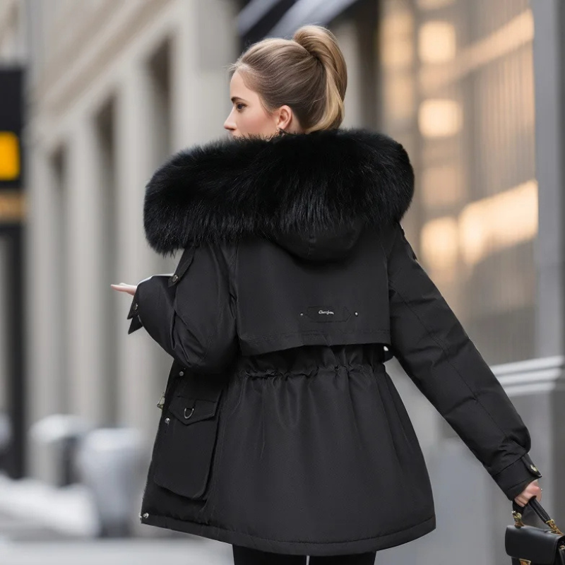 MonAmi parka winterjas dames met imitatiebontkraag