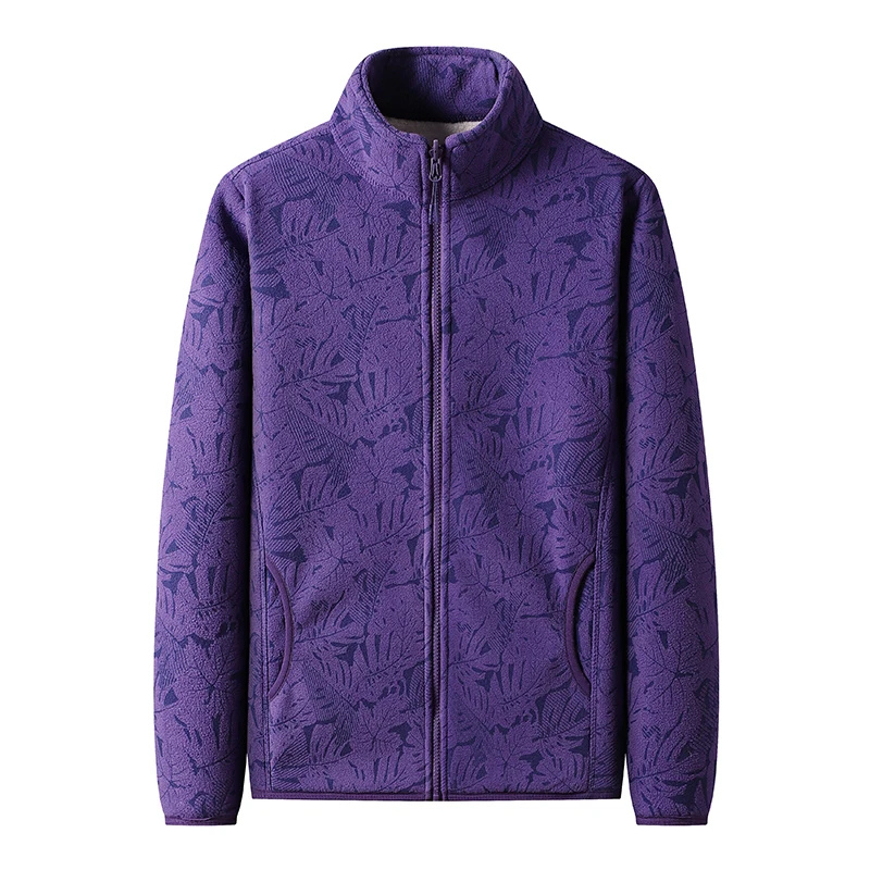 Velwex - Jasje met Bladerprint en Hoge Kraag, Fleece Vest Dames