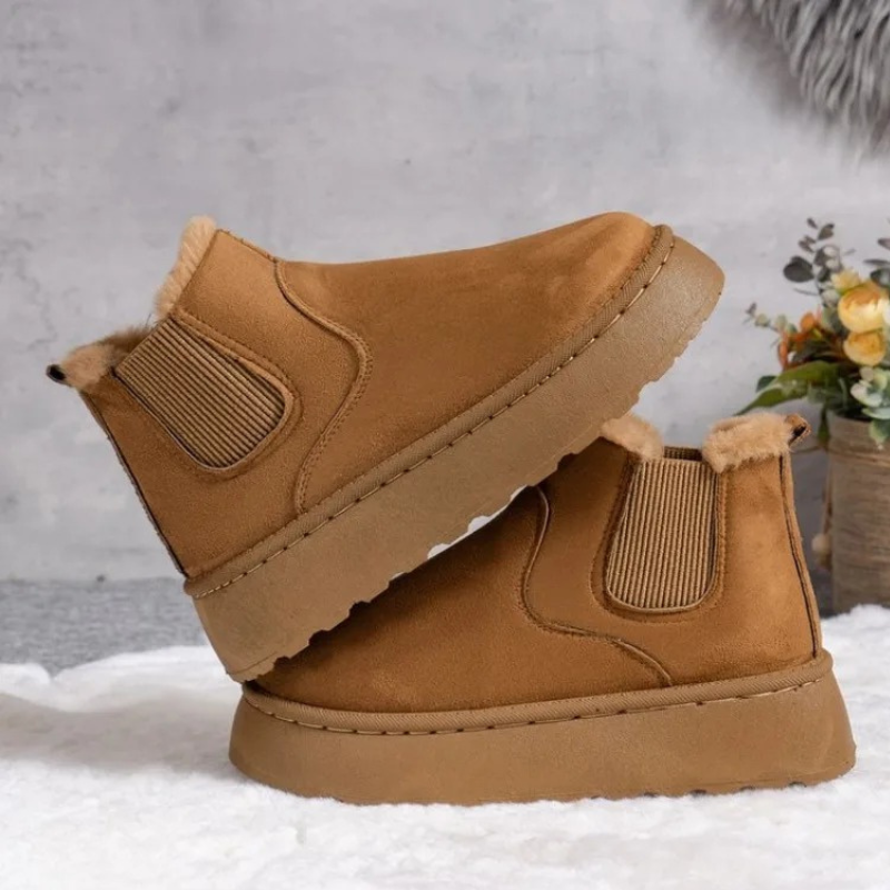 Velviva - Dames Boots Met Elastiek - Warme Winter Platform Enkellaarzen