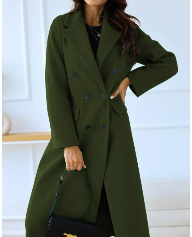 Werkenz - Mantel Jas Dames - Oversized Dubbel Geknoopte Trenchcoat met Zakken