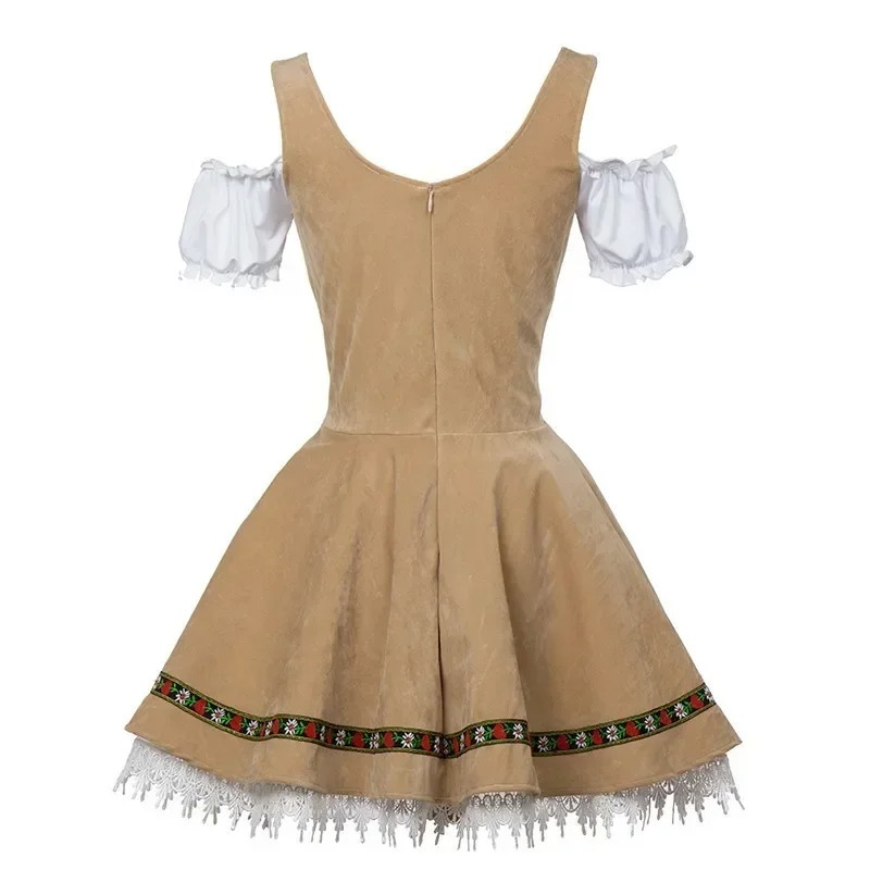 Tindrel - Dirndl Dames Jurk met Geborduurd Detail en Korte Mouwen