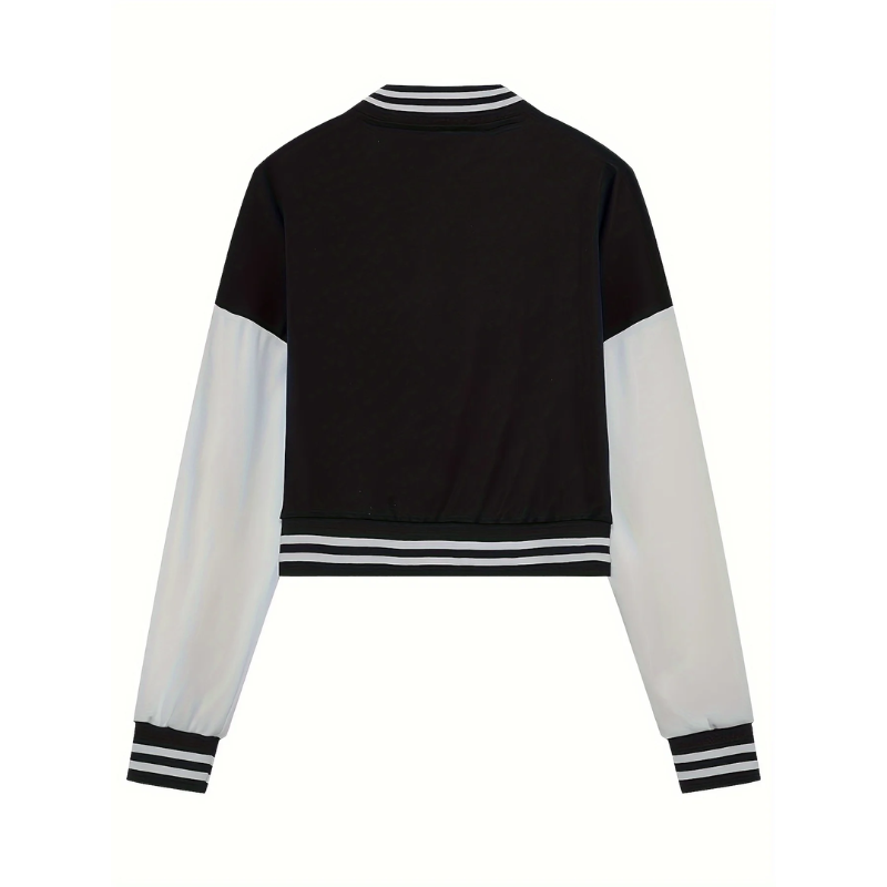 Quinzel - Casual Bomberjack dames, Drukknoopsluiting met Sportieve Varsity Stijl