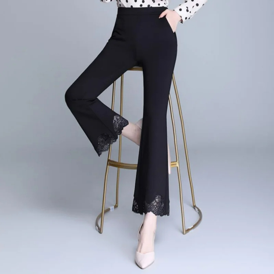 Viloria - Flared Broek Dames Hoog Gesneden Ribstof Casual Bell Bottoms